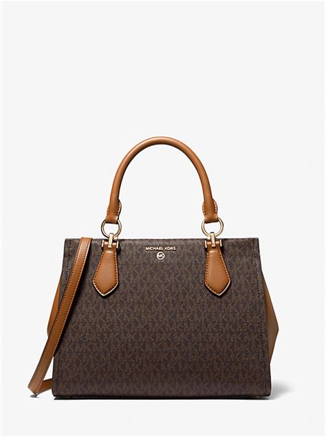 michael kors bag with merlin monro face|Marilyn Medium Logo Stripe Satchel .